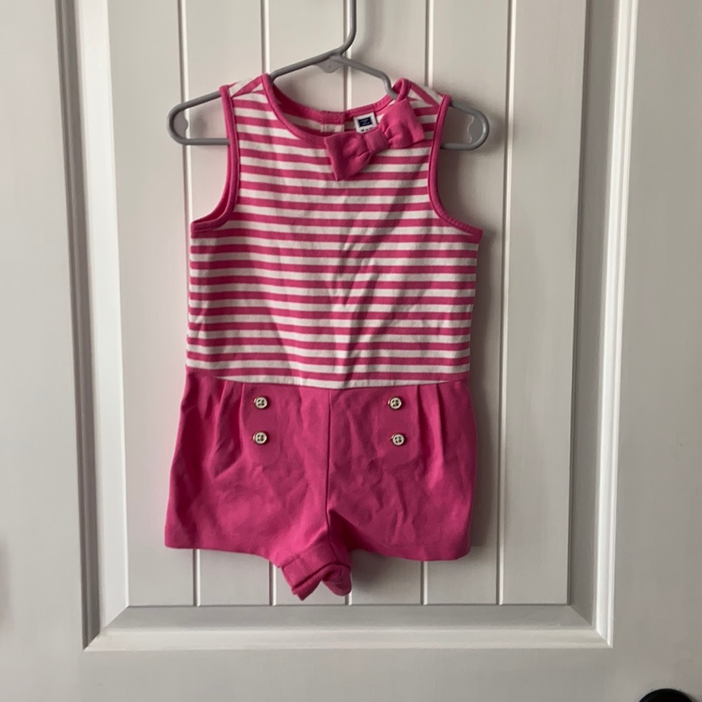 NWT Pink and White Sailor Romper